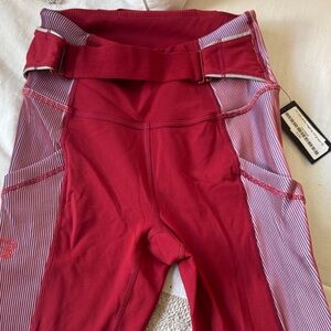 FP Movement by Free People Red Leggings with belt CYCLEBAR collab